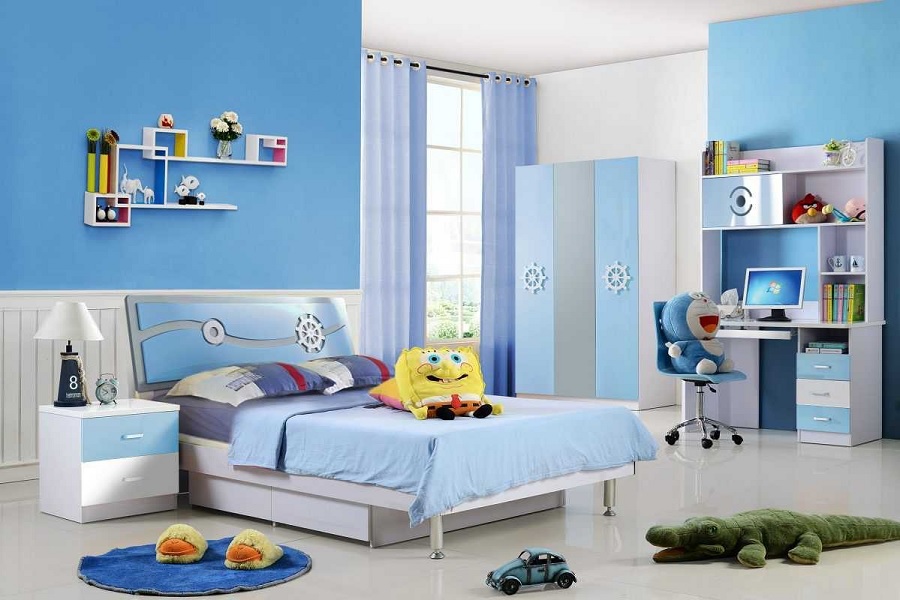 Thiết kế phòng ngủ của bé trai với tông xanh nam tính