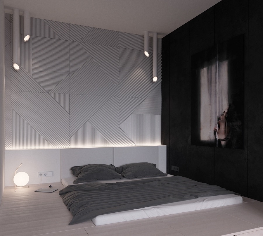 Phòng ngủ căn hộ chung cư 50m2 được thiết kế với những món đồ nội thất đơn giản giúp tối ưu không gian
