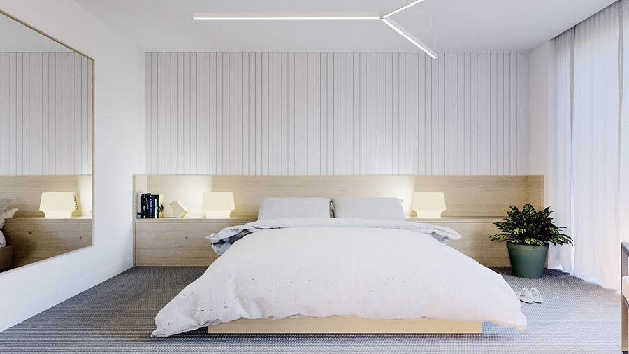 Mẫu phòng ngủ căn hộ chung cư 50m2 thiết kế theo phong cách tối giản