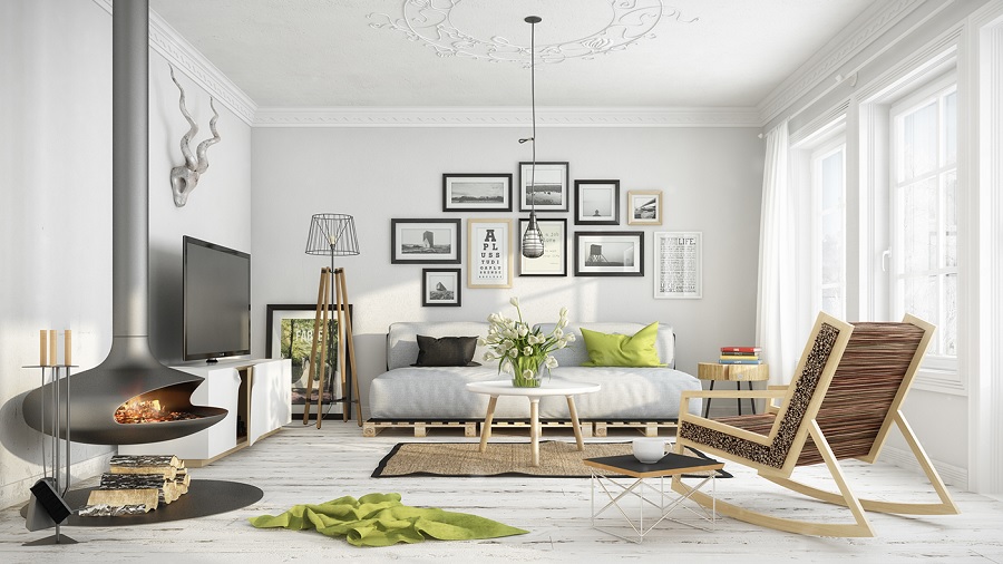 Nội thất phòng khách chung cư thiết kế theo phong cách Scandinavian