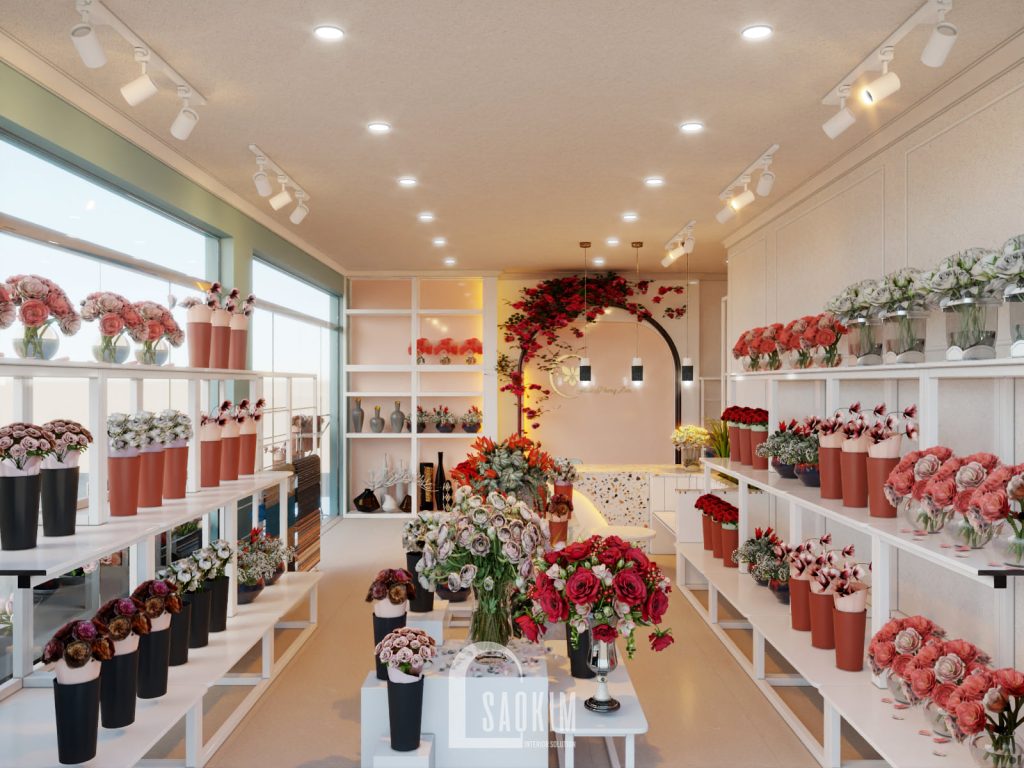 Mẫu thiết kế nội thất cho showroom trưng bày hoa của Sao Kim
