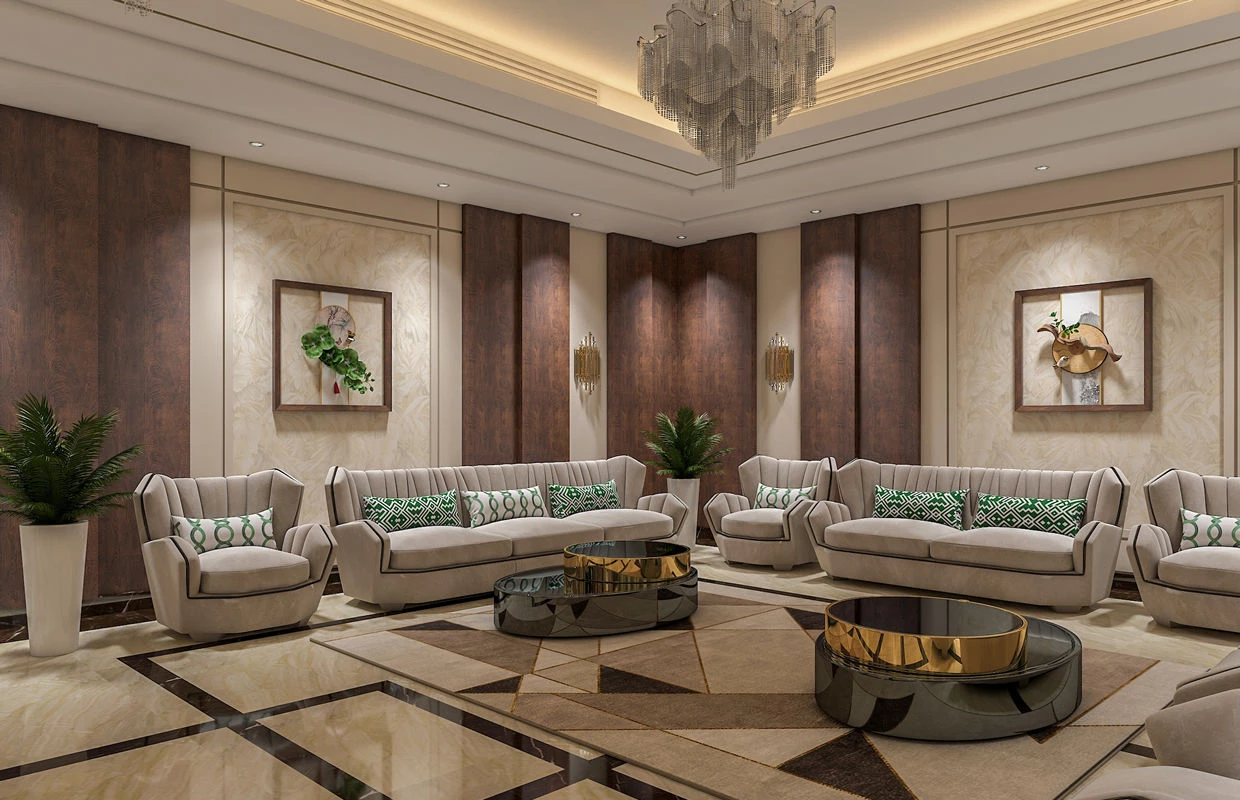 Nội thất phòng khách biệt thự Luxury thường được thiết kế tỉ mỉ, trau chuốt và sang trọng