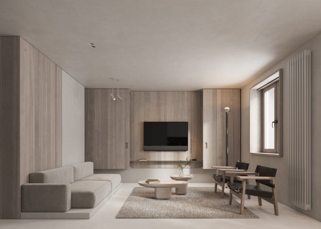 Trần nhà nên thiết kế cao và bằng phẳng để mang lại sự rộng rãi cho không gian phòng khách