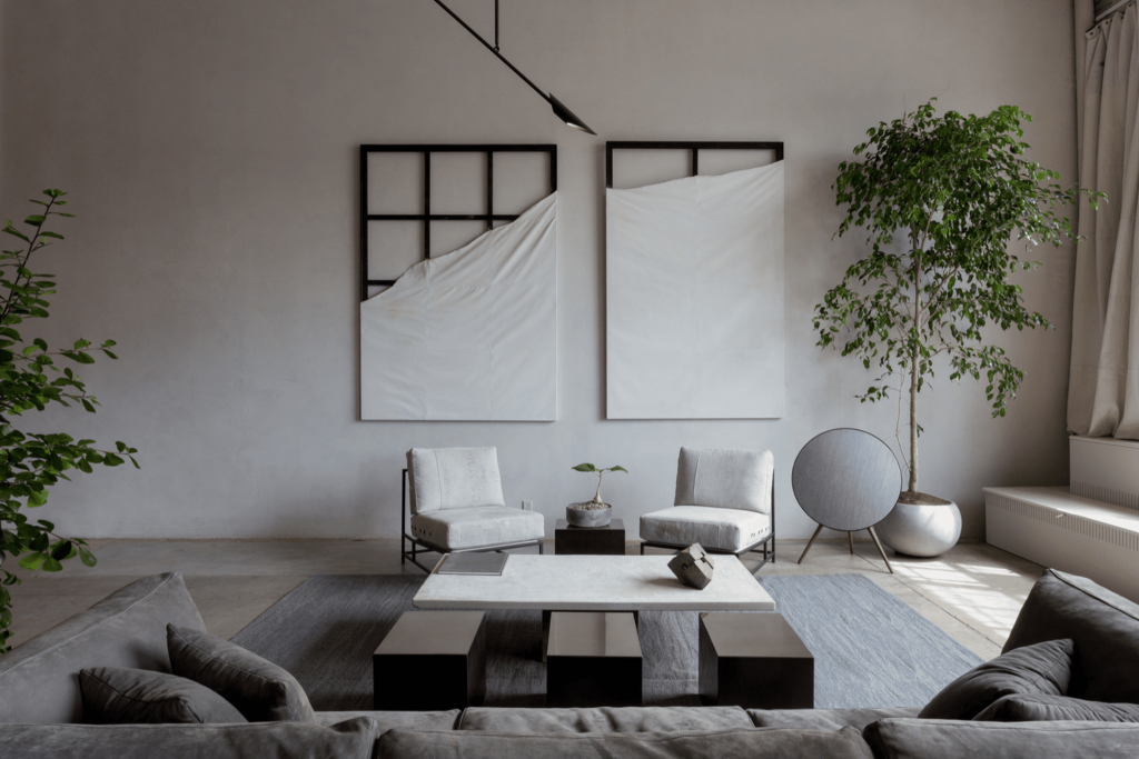 Mẫu thiết kế phòng khách nhỏ với phong cách tối giản