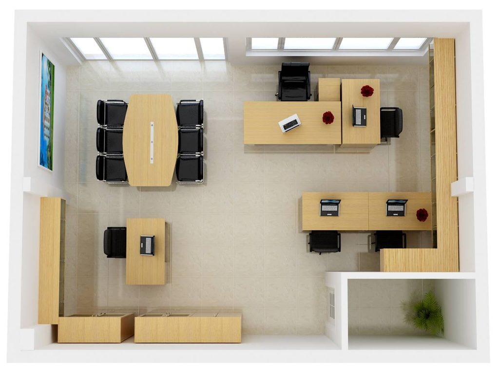 Sử dụng đồ nội thất hợp lý sẽ giúp tiết kiệm diện tích trống cho văn phòng 20m2