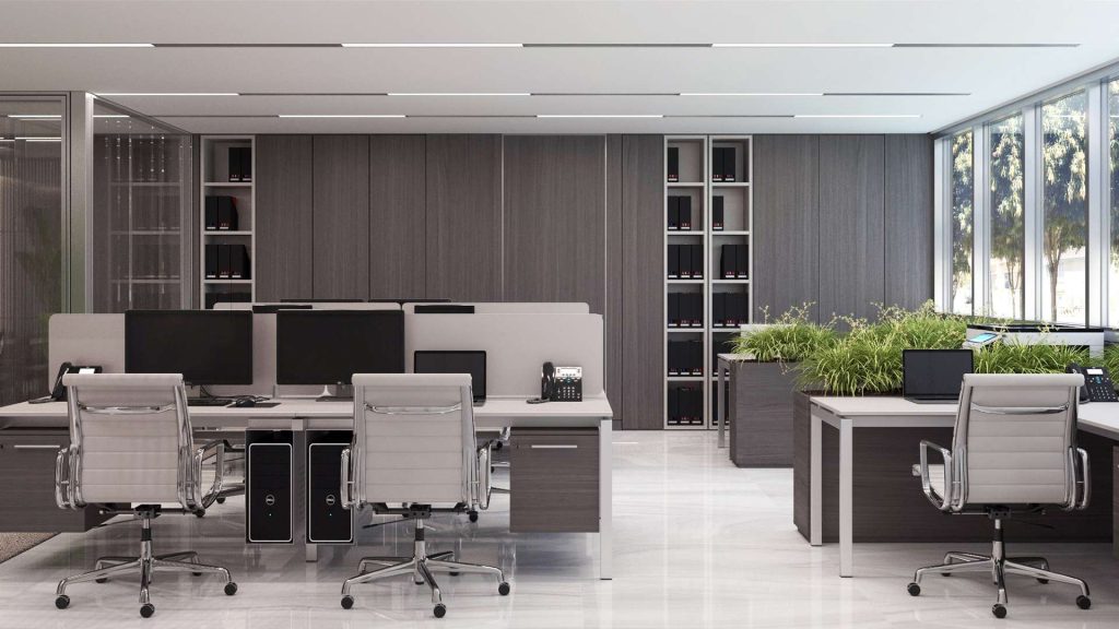 Mẫu văn phòng 20m2 sang trọng thường sử dụng đồ nội thất cao cấp