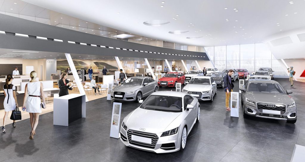 Thiết kế nội thất showroom ô tô mang đến không gian trưng bày sản phẩm độc đáo, ấn tượng