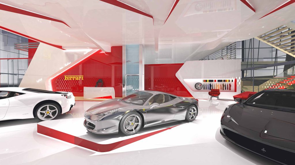 Mẫu thiết kế nội thất showroom ô tô của hãng Ferrari